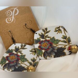 Plunder Floral Statement Drop Earrings in White and Multicolor